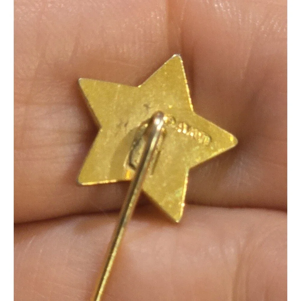 Vintage Avon Gold Tone Star Stick Pin Blue Starshine Lapel Hat Scarf #1368